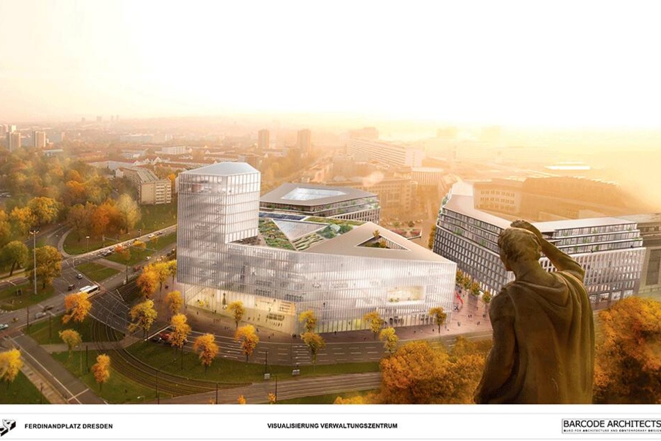 Denkt man an den neuen Ferdinandplatz, hat man diese Visualisierung vor Augen. Dabei wird das neue Verwaltungszentrum ganz anders aussehen.