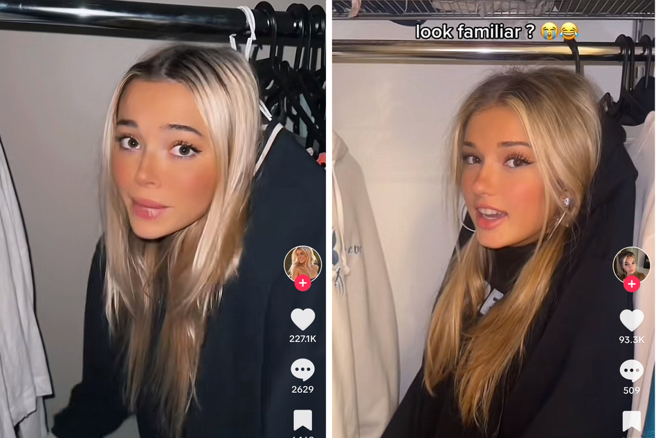 Breckie Hill (r) is widely known on TikTok for copying Olivia Dunne's viral posts.