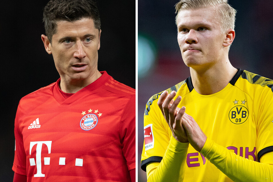 Robert Lewandowski (l.) oder Erling Haaland (r.): Wer hat die Nase beim Bundesliga-Kracher in Dortmund am Ende vorne?