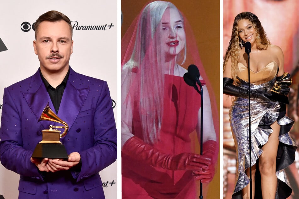 Beyoncé (41, r.) und Kim Petras (30) schrieben jeweils Geschichte bei den Grammys. Zu den Gewinnern gehört aber auch der Dresdner DJ Purple Disco Machine (43, l.)