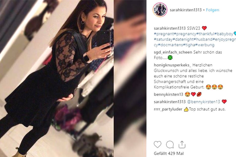 Kugelrund: Der Babybauch von Spielerfrau Sarah Kirsten (27) wird immer runder.