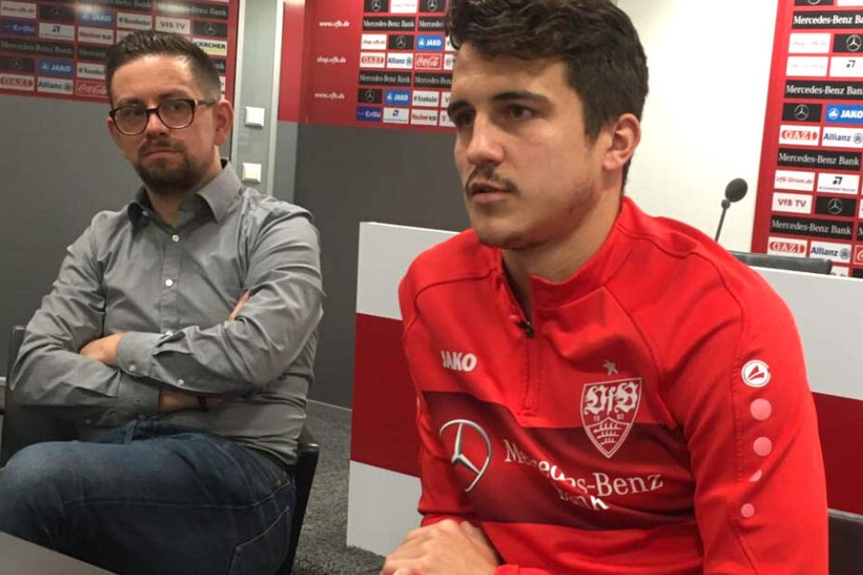 Die Backe ist noch etwas dick: Marc Oliver Kempf bei der Presserunde.
