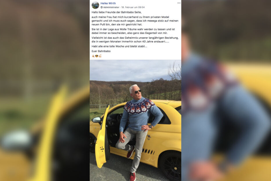 Stolz präsentiert Peter Wirth den von seiner Frau selbst gestrickten Pullover.