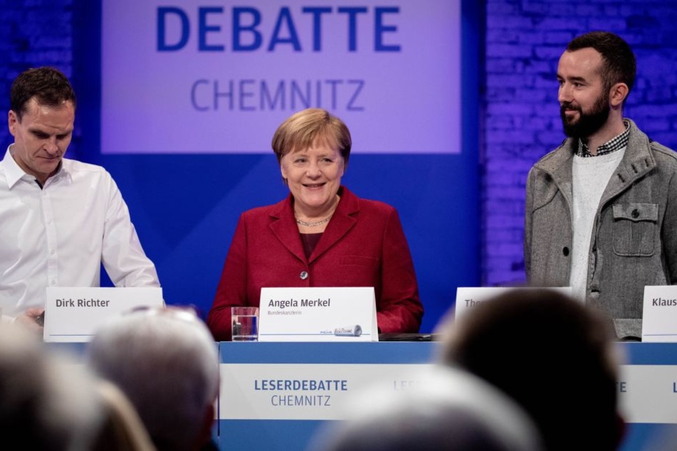 Angela Merkel am Freitag bei ihrem Besuch in Chemnitz.