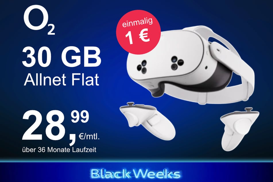 Die Meta Quest 3s im o2 Mobile M inkl. 30 GB+ für einmalig nur 1 Euro.