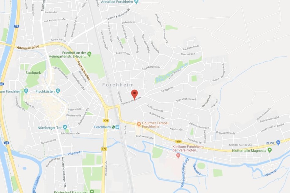 Der Kran stützte in Forchheim in Oberfranken um.