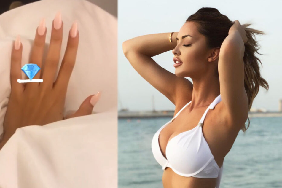 Model Enisa Bukvic malte sich einen dicken Verlobungsring auf den Ringfinger und träumte von ihrer Hochzeit.