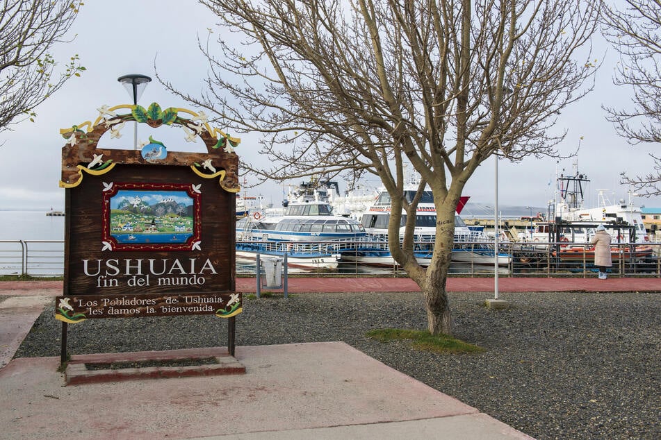 The harbor of Ushuaia is pictured in Tierra del Fuego, Argentina.