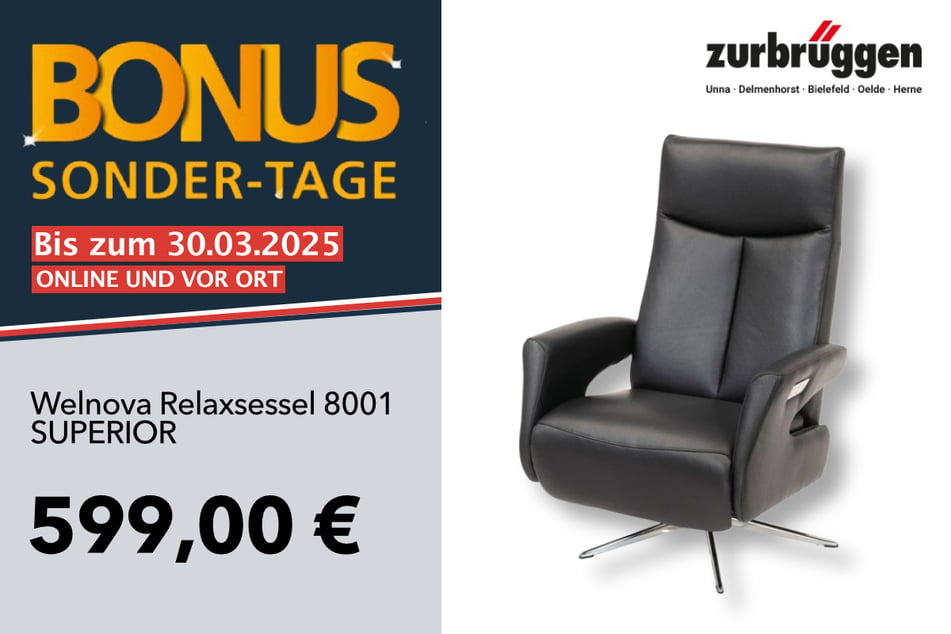 Der Welnova Relaxsessel
für 599 Euro.