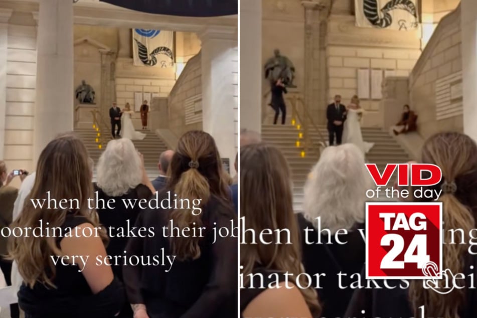 viral videos: Viral Video of the Day for November 5, 2025: Wedding coordinator steals the show with hilarious stairway slide