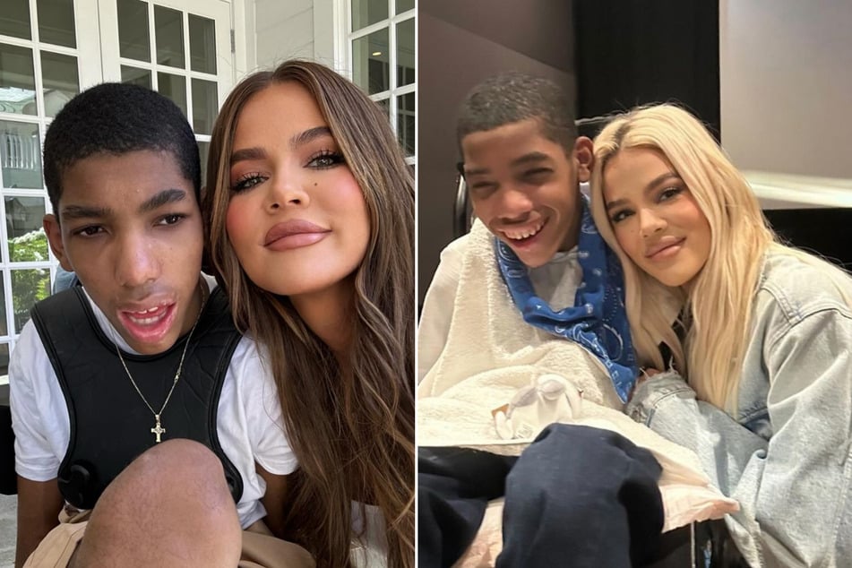 Khloé Kardashian (r.) penned an emotional message to honor Tristan Thompson's younger brother, Amari, on his 18th birthday.