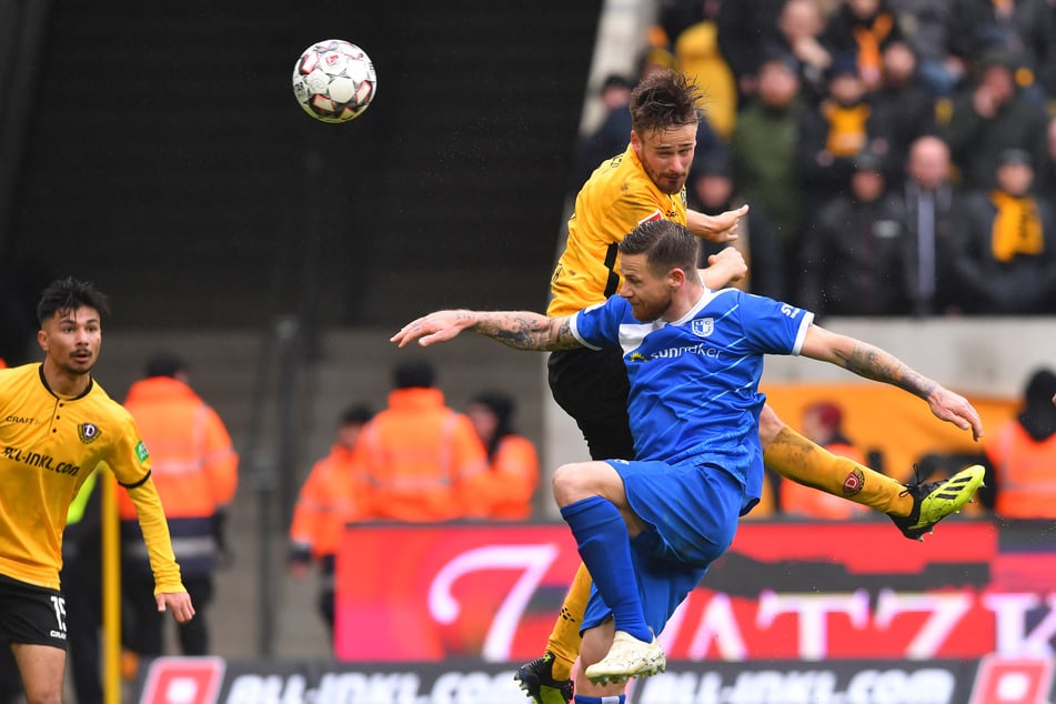 Das bisher einzige Zweitliga-Duell im Rudolf-Harbig-Stadion am 16. März 2019 fand keinen Sieger: Dynamo und Magdeburg trennten sich nach Toren von Lucas Röser (im Bild) und Björn Rother mit 1:1.
