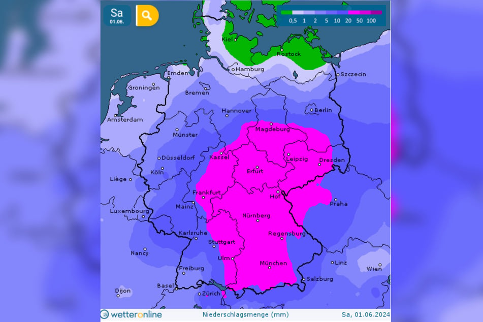 In der Wettervorhersage für Samstag wird vor Starkregen gewarnt.