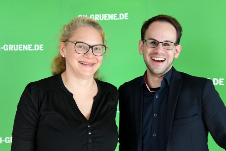 Ann-Kathrin Tranziska und Steffen Regis sind die amtierenden Landesvorsitzenden der Grünen in Schleswig-Holstein.