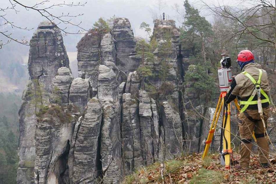 Der verwendete Laserscanner ermöglicht eine schnelle räumliche Erfassung der Felsbereiche.