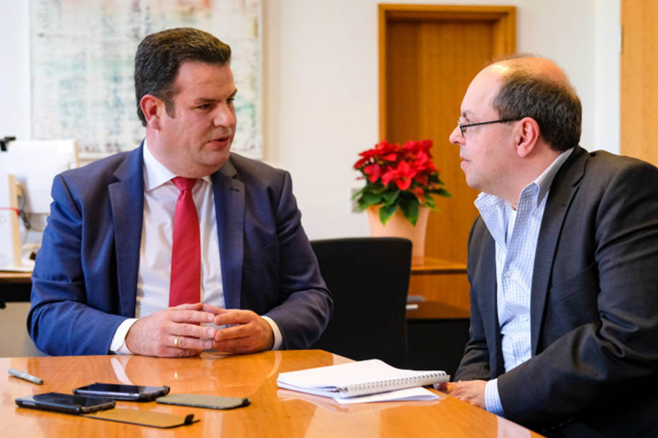 Arbeitsminister Hubertus Heil im Gespräch mit Redakteur Thomas Schmitt.
