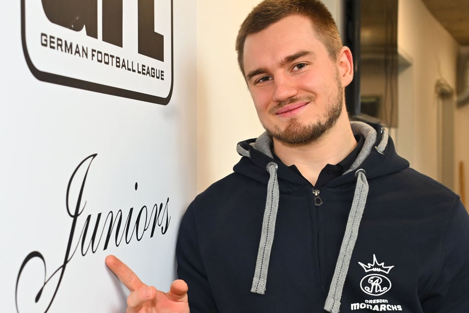 Niklas Müller (23) ist als Jugendleiter der Dresden Monarchs voll angekommen und freut sich vor allem über die regelmäßigen Besuche in den Schulen.