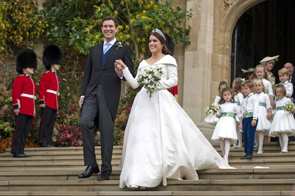 Die britische Prinzessin Eugenie (30) und Jack Brooksbank (35) bei ihrer Hochzeit im Oktober 2018. Das royale Paar hat einen Jungen bekommen.