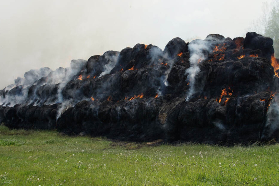 Rund 400 Stohballen standen lichterloh in Flammen.