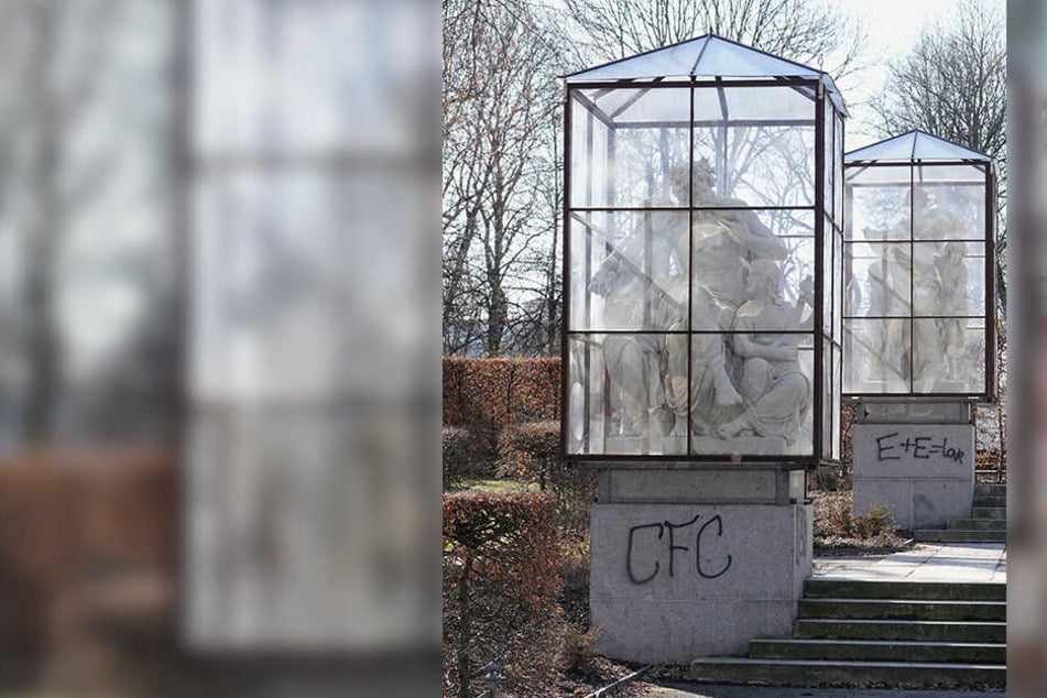 Wieder einmal wurden die "Schillingschen Figuren" im Schloßteichpark beschmiert.
