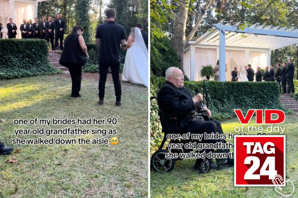 Today's Viral Video of the Day features a bride's 90-year-old grandfather singing at her wedding!