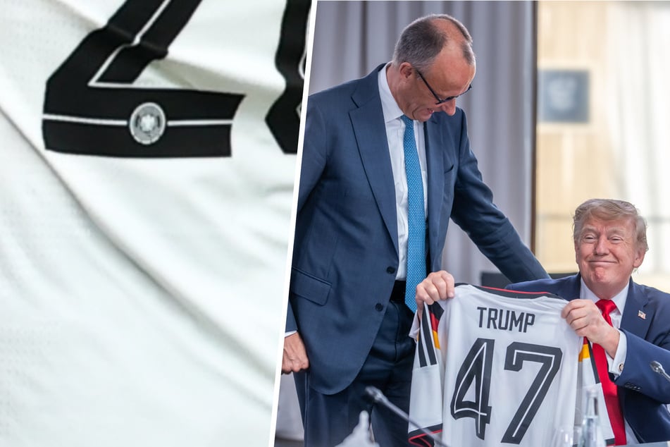 DFB-Wappen fehlt: Hat Friedrich Merz ein gefälschtes WM-Trikot an Donald Trump verschenkt?