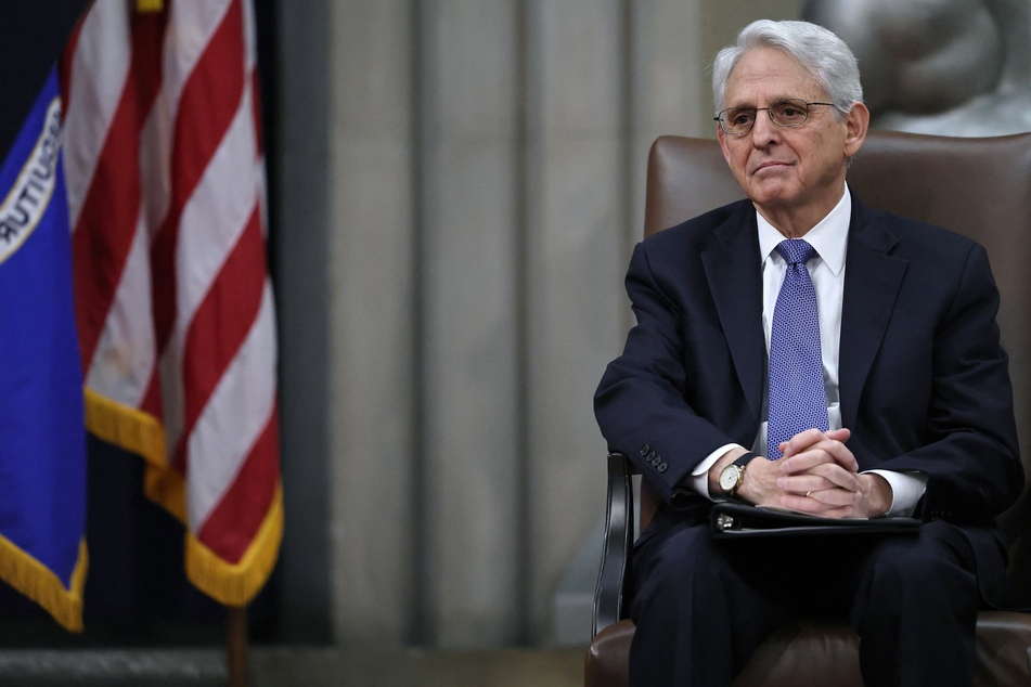 US Attorney General Merrick Garland attends his farewell tribute in the Great Hall at the Robert F. Kennedy Department of Justice Building on Thursday in Washington, DC.