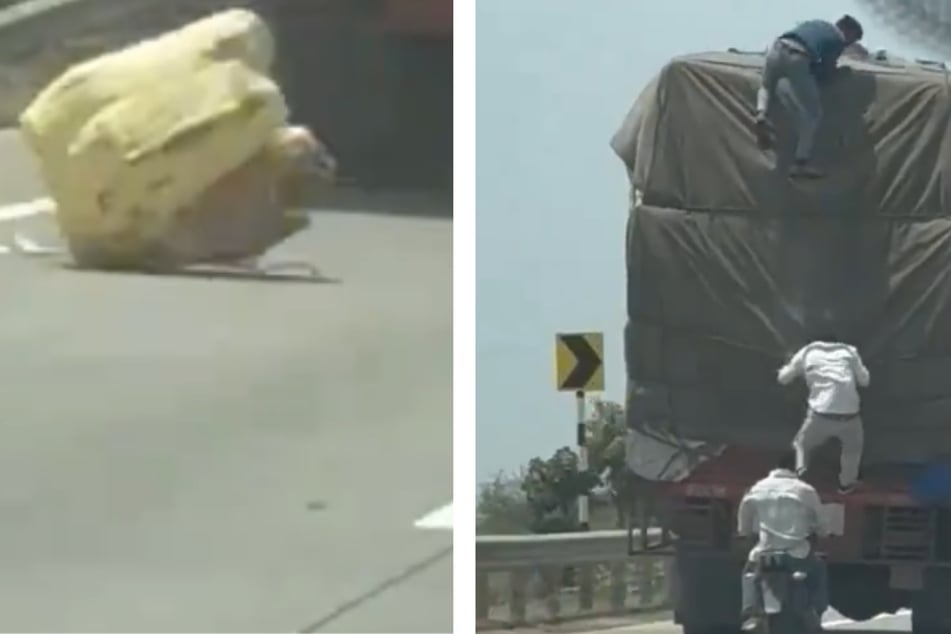 Keine Hürde ist zu hoch: Dreiste Diebe klettern auf fahrenden Lkw