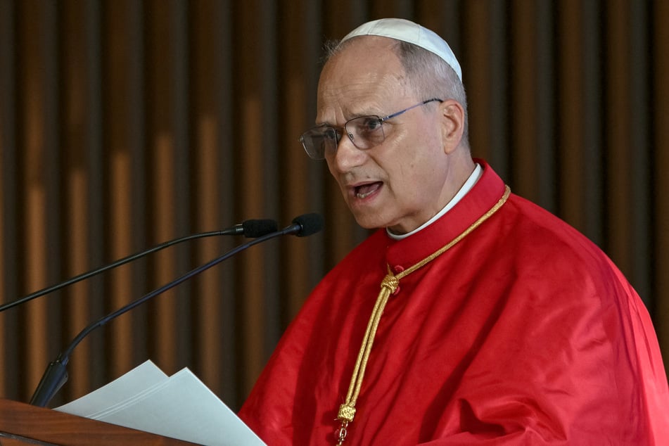 Pope Leo XIV speaks while attending a meeting with the authorities, civil society, and the diplomatic corps at the Protocollar Pavilion of the Presidency in Luanda on Saturday.