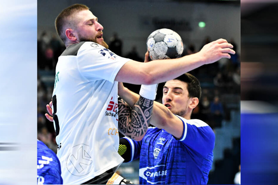 Mindaugas Dumcius (l.) kam auf zwei Treffer in Gummersbach, Gabor Pulay blieb torlos.