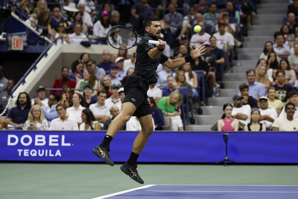 Serbia's Novak Djokovic in action during his fourth round match against Germany's Jan-Lennard Struff at the 2025 US Open.