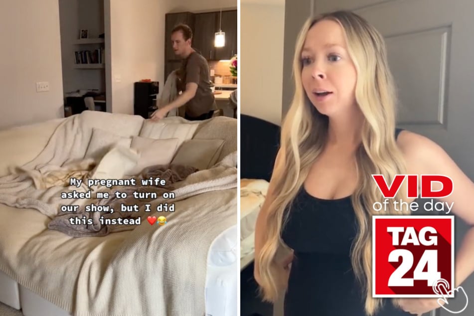 Today's Viral Video of the Day features the cutest comfy movie surprise from a man to his pregnant wife on TikTok!