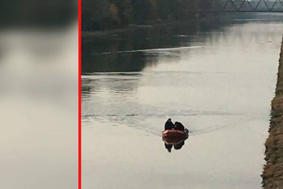 Von einem Boot aus sucht die Feuerwehr den Mittellandkanal ab.