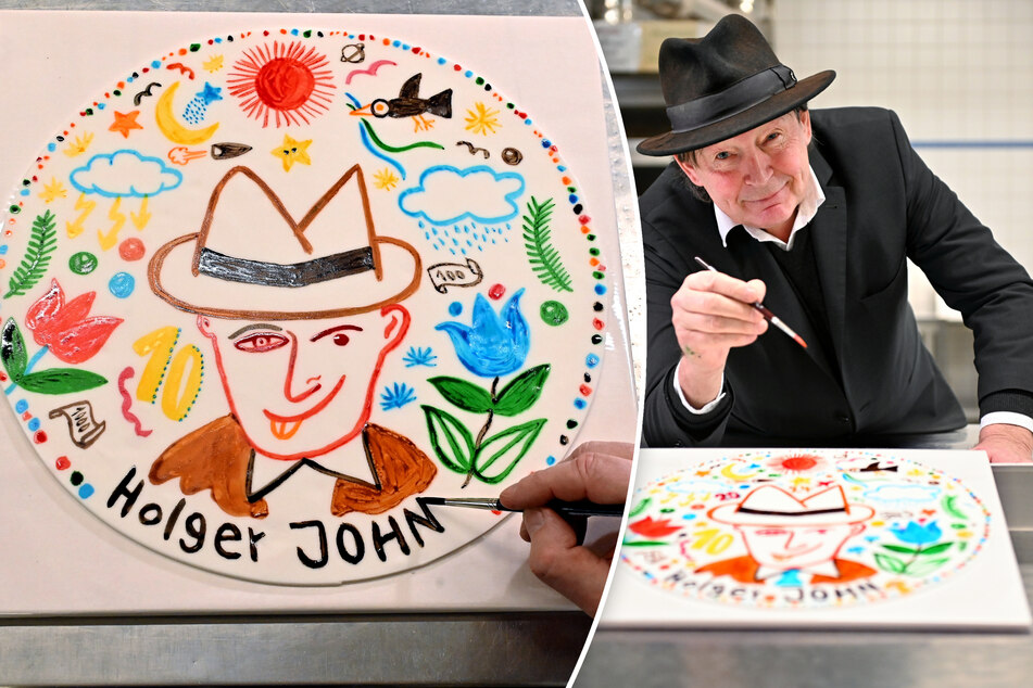 Holger John (63) malt ausnahmsweise mal mit Lebensmittelfarben.