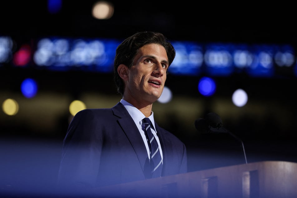 Jack Schlossberg speaks on stage during the second day of the Democratic National Convention in Chicago, Illinois, on August 20, 2024.