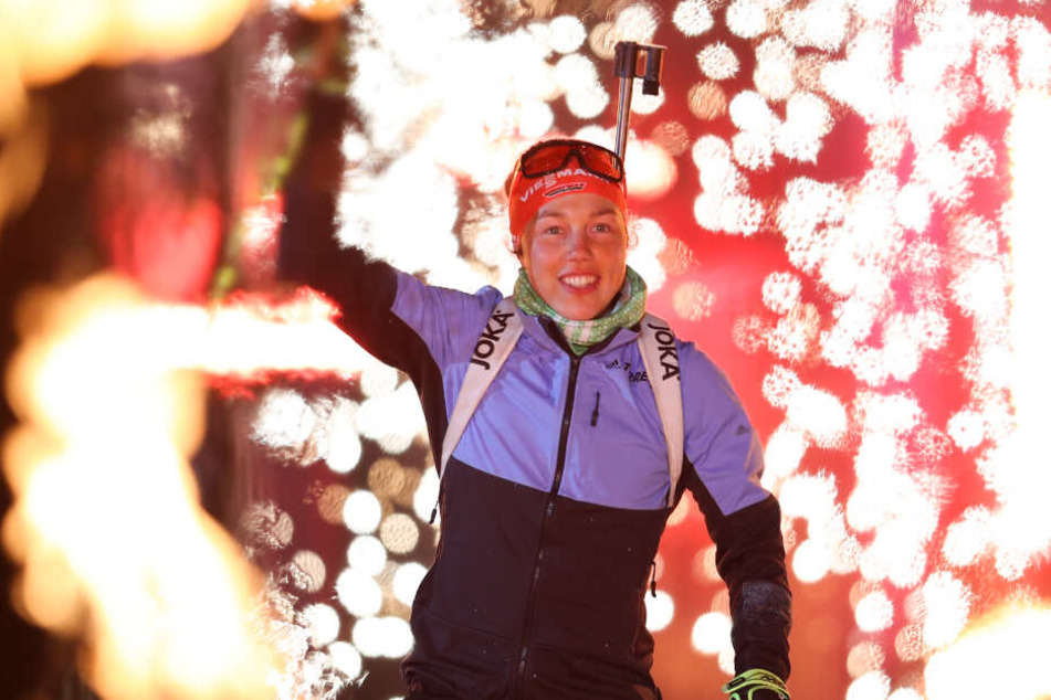 Die Wintersportlerin hatte sichtlich Spaß.