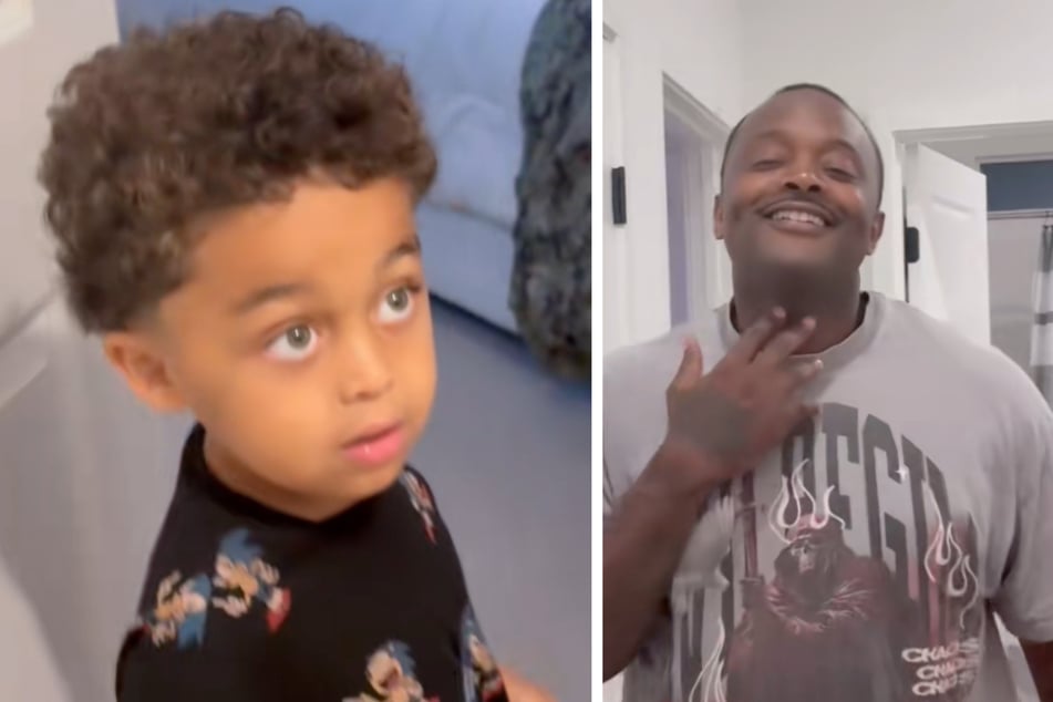 Laceson (4) war baff, als er seinen Vater komplett ohne Bart zu Gesicht bekam.
