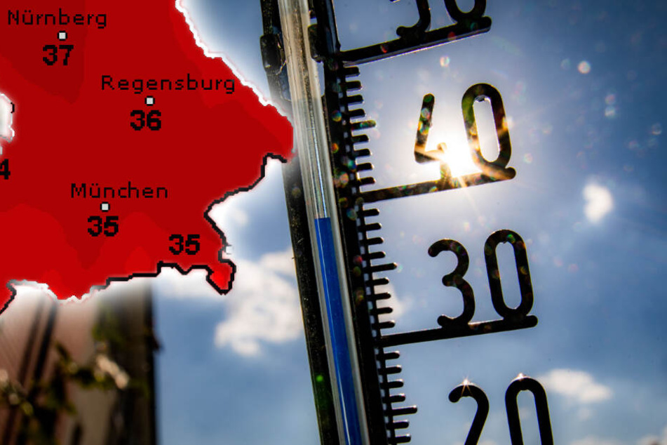 Bis zu 39 Grad heiß kann es im Freistaat werden. (Bildmontage/Symbolbild)