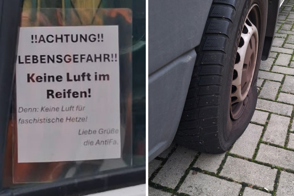 Wie die Polizei bestätigte, wurde an dem Auto ein Schreiben hinterlassen, das auf den platten Reifen hinweist.