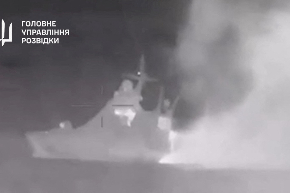 Ukraine released footage claiming to show the sinking of a Russia ship in the Black Sea overnight on Monday.