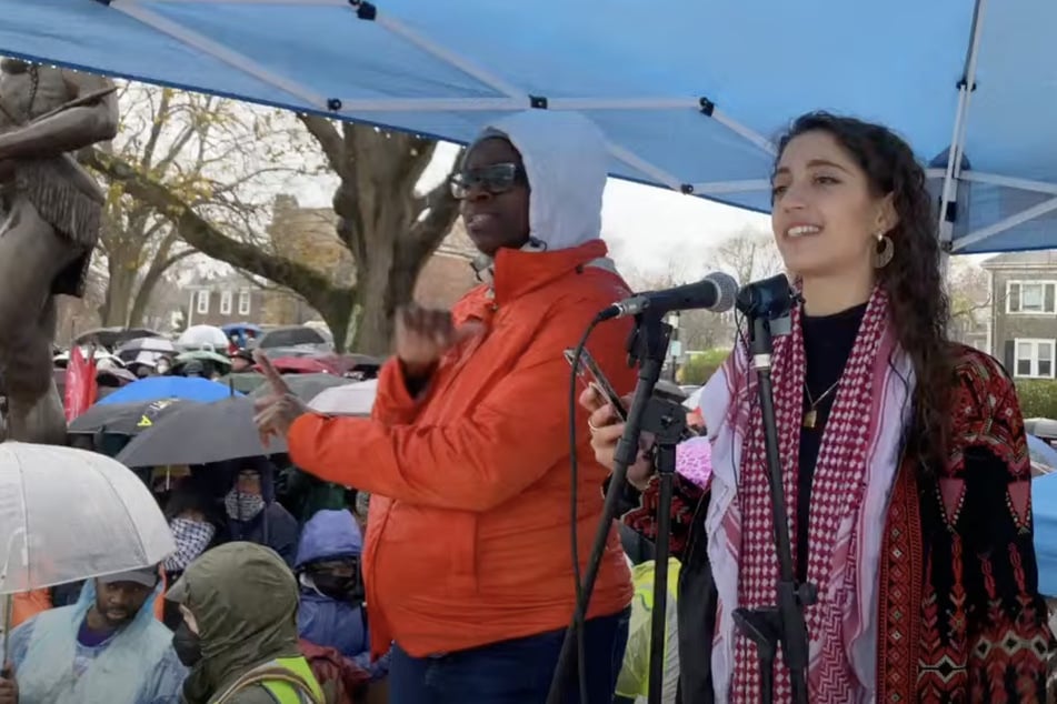 Palestinian Youth Movement organizer Lea Kayali delivers a powerful address during the 2024 National Day of Mourning.