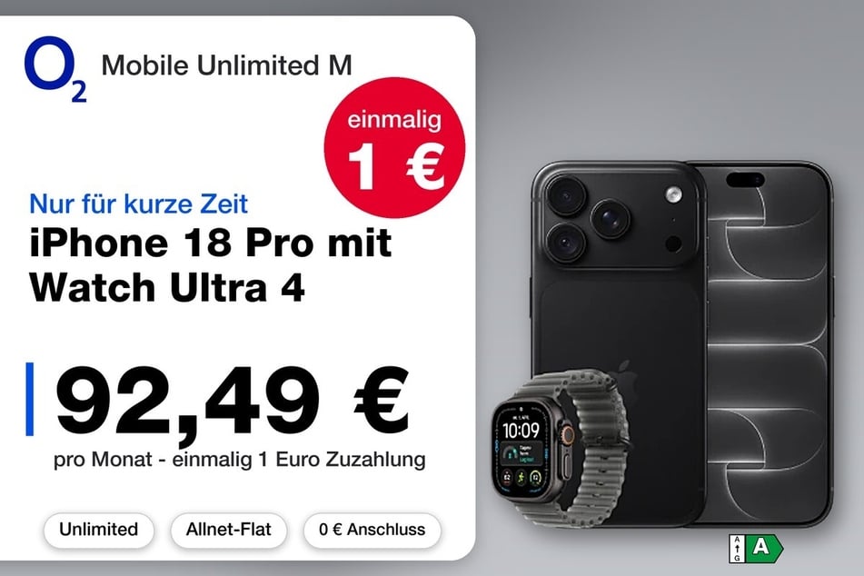 iPhone 18 Pro mit Apple Watch Ultra 4: bei o2 für einmalig 1 Euro.