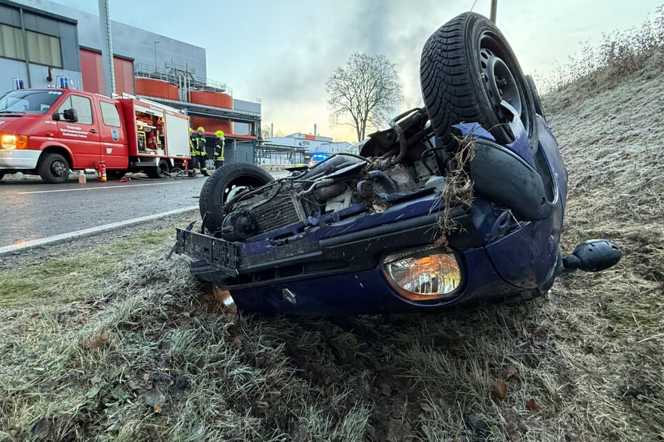 In Annaberg-Buchholz überschlug sich ein Renault.