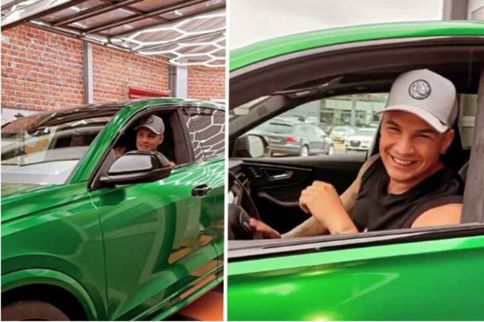 Der Sänger strahlt am Steuer seines metallic-grünen Audi RS Q8. Einen Führerschein besitzt der 31-Jährige aktuell nicht.