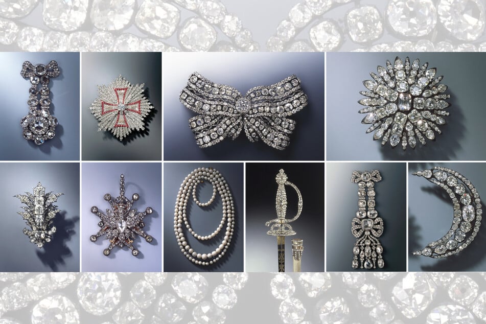 Einige der gestohlenen Schmuckstücke, die beim Juwelendiebstahl in Dresden entwendet wurden.