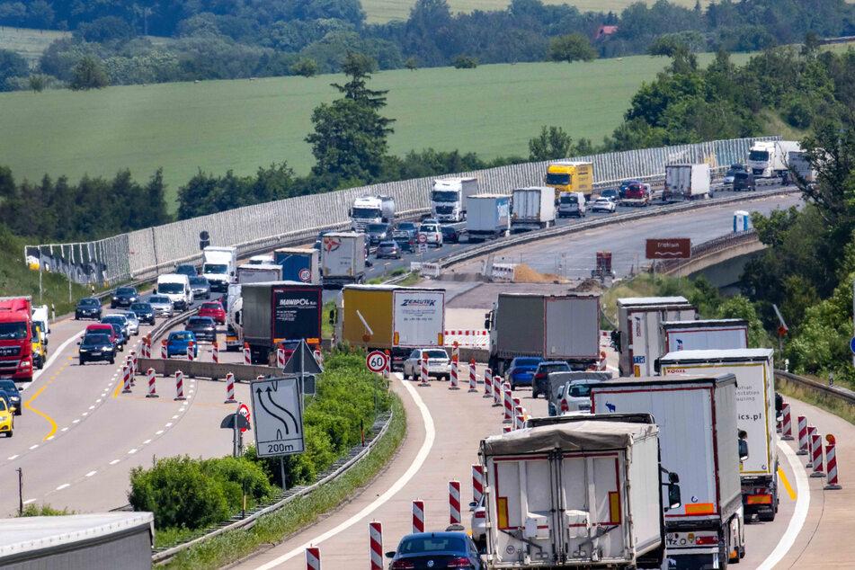 Stau auf der A4 bei Nossen - in letzter Zeit keine Seltenheit.