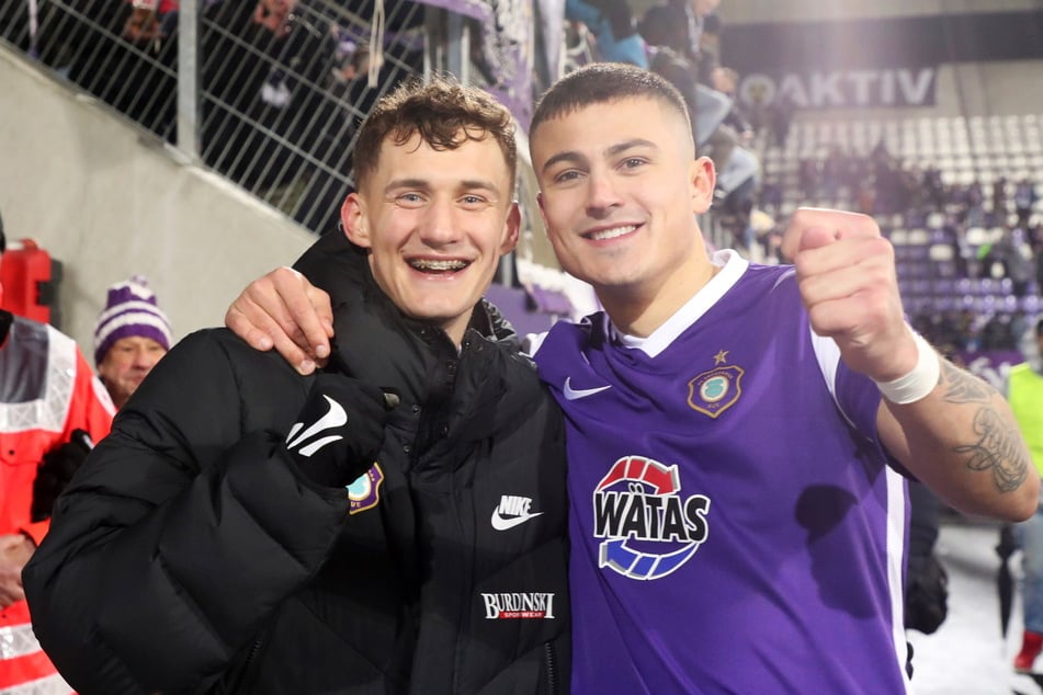 Die beiden Matchwinner im Veilchen-Trikot: Omar Sijaric (l.) und Antonio Jonjic (23), der zum 2:0 traf.