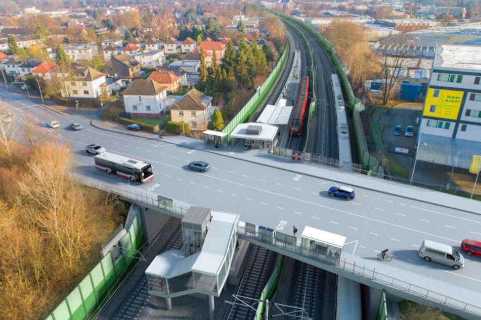 So soll die neue S-Bahn-Station am Holstenhofweg aussehen. (Visualisierung)