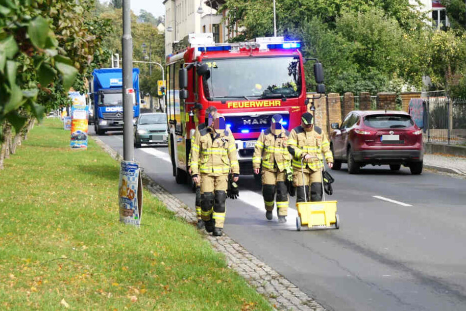 Nach dem Einsatz im Baumarkt ging es zurück ins Stadtgebiet, dort war Öl auf den Straßen ausgelaufen.