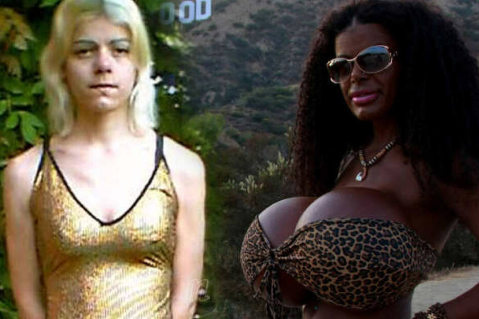 Links sieht man, wie die Deutsche vor ihrer Transformation aussah. Rechts posiert die 30-Jährige völlig verändert in Hollywood.